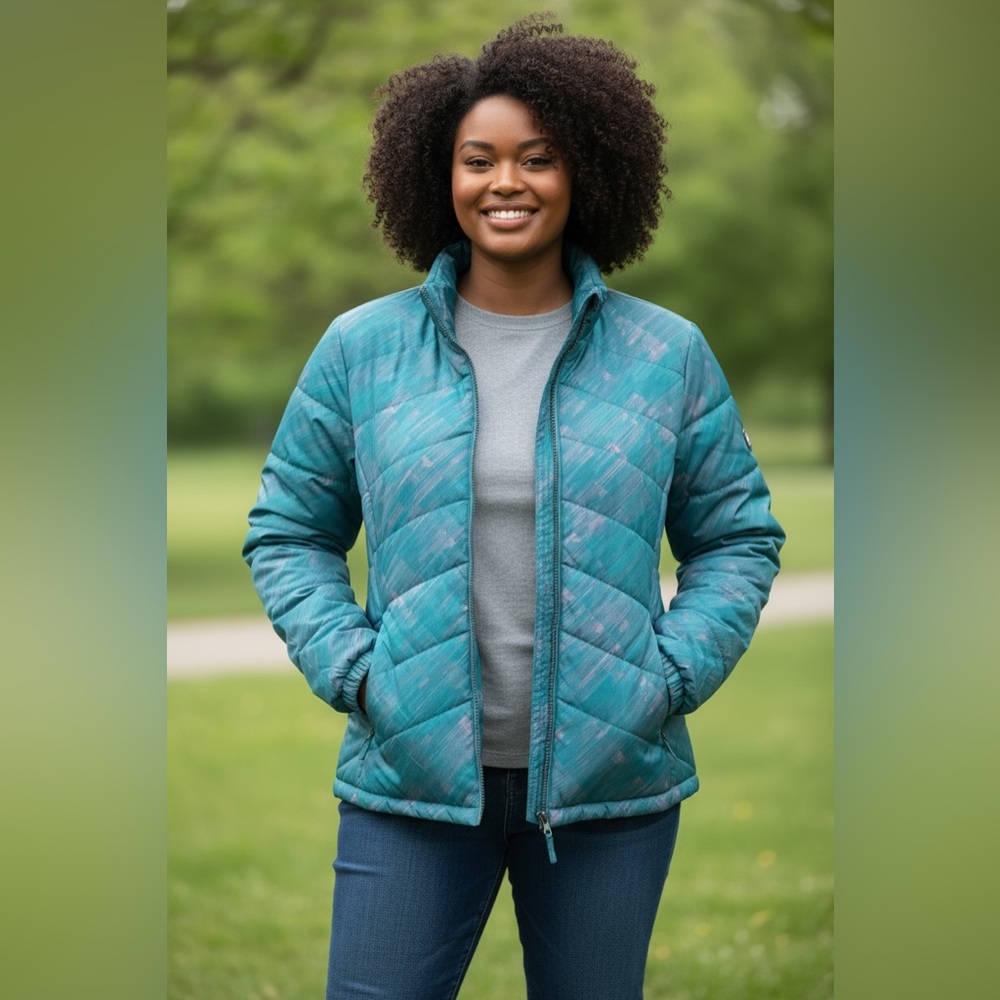ZeroXPosur Quilted Blue Pink Puffer Jacket, Tek Gear Long Sleeve Warm Zip‎ SZ 16